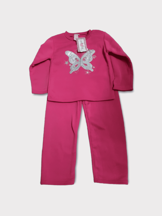 GIRLS PINK Butterfly Screen Crew Neck Fleece Jogset